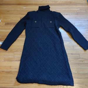Queen Kerry Japanese Black Wool Blend Turtle Neck Sweater  Dress (Size M)